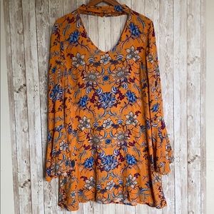 Xhilaration Long Sleeve Boho Flower Print Dress